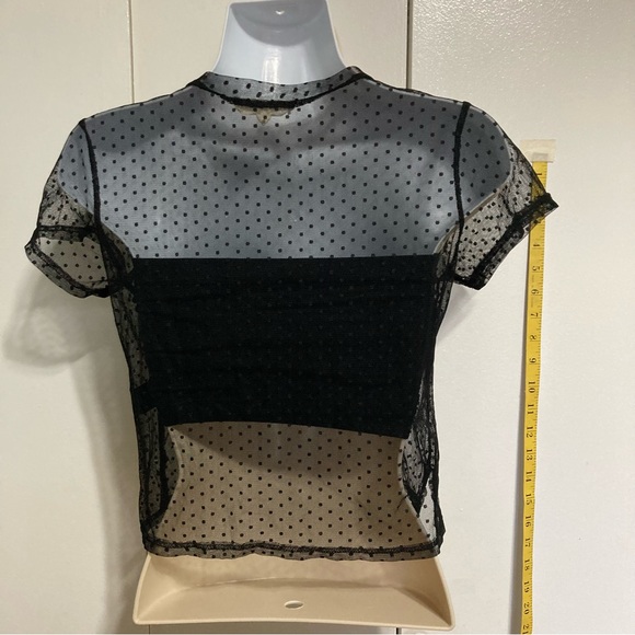 Pacsun LA Hearts Polka Dot Black Sheer Crop Top Medium - Picture 5 of 10